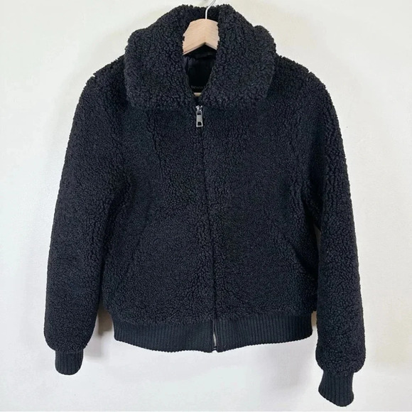 Banana Republic Sherpa  Bomber Jacket Black Color - Picture 2 of 16